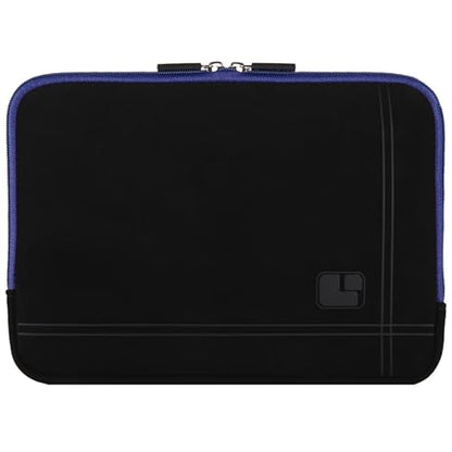 Neoprene Laptop Sleeve for 13 13.3 Inch Laptops Tablets with Padded Lining, Shock Resistant Unisex Laptop Bag for Office, Commute, Travel - color: Black / Blue