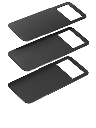 3 Pcs Camera Cover Slide, Compatible with MacBook, Laptop, PC, iMac, iPhone, Protect Privacy and Security 0.03 inch, Ultra-Thin Rectangle Webcam Cover with Case/Cleaning Cloth, 1.01X0.37 in - color: Black-M-3-Pack, size: Medium