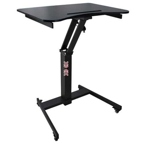 Adjustable Height Stand Up Desk, Home Work Lifting Standing Desk, Portable Removable Pneumatic Laptop Table, Sofa Side Table with Casters, Fixed Groove Design