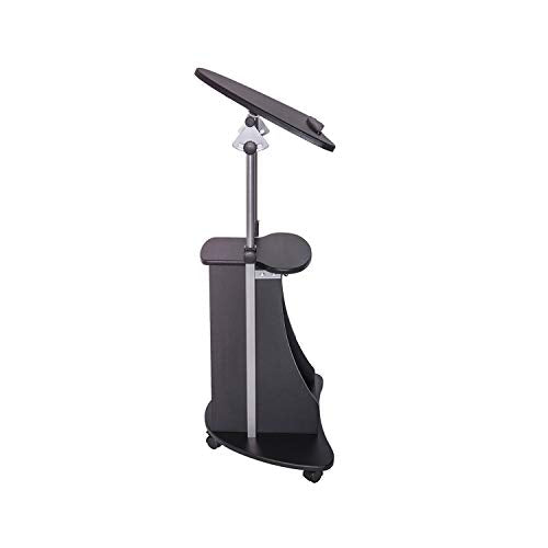 Techni Mobili Sit-to-Stand Mobile Medical Laptop Computer Cart, Black, Adjustable Height, B005 | Adjustable height rolling laptop cart with storage, open shelf, wheels, sit‑to‑stand ideal for podium office medical use - color: Black