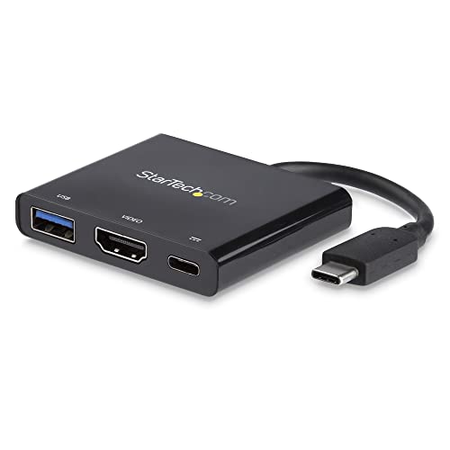 StarTech USB-C to HDMI Adapter, 4K 30Hz, Thunderbolt 3, USB 3.0, 60W PD | USB-C adapter converter, Backed for 3 years, Free lifetime 24/5 multilingual tech support, Compact for IT pros - style: 60W Power Delivery | 1x USB-A 3.0 | HDMI