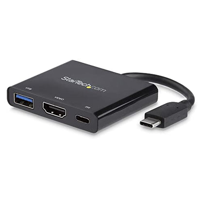StarTech USB-C to HDMI Adapter, 4K 30Hz, Thunderbolt 3, USB 3.0, 60W PD | USB-C adapter converter, Backed for 3 years, Free lifetime 24/5 multilingual tech support, Compact for IT pros - style: 60W Power Delivery | 1x USB-A 3.0 | HDMI