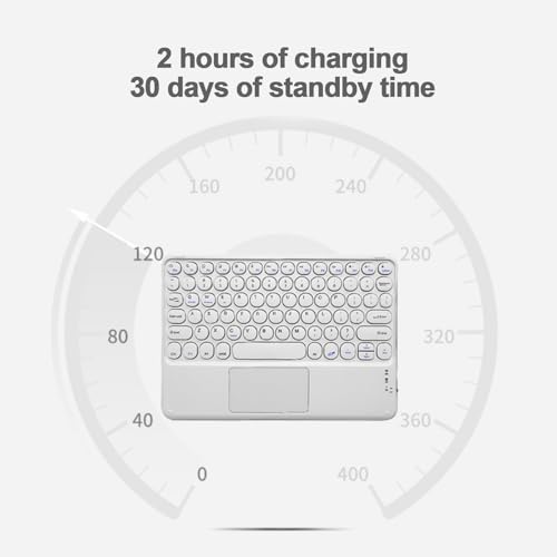 Thanice Wireless Keyboard with Touchpad, Ultra-Slim Portable Rechargeable Bluetooth Keyboard, Ipad & Android Windows Device Compatible (White) - color: white