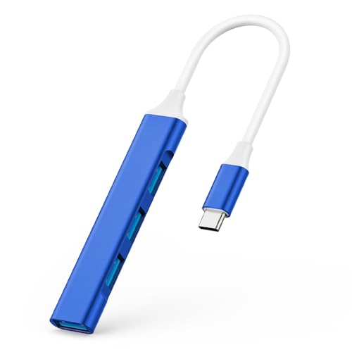 Mac USB C Adapter - Type C USB Adapter Hub with 4 Ports: 1 USB 3.0 + 3 USB 2.0, Ultra-Slim Aluminum Design, 5Gbps Transfer, Adapter for Mac USB C, Type C USB Hub (Royal Blue)