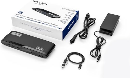 WAVLINK Docking Station, DisplayLink Dock with 3 Monitor for Mac & Windows, 13-in-1 with 100W Charging, 3 HDMI, 5 USB Ports, Ethernet, SD/TF, Audio
