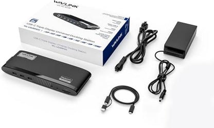 WAVLINK Docking Station, DisplayLink Dock with 3 Monitor for Mac & Windows, 13-in-1 with 100W Charging, 3 HDMI, 5 USB Ports, Ethernet, SD/TF, Audio