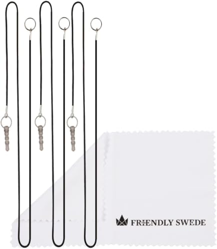 The Friendly Swede Stylus Pen for Touchscreen with Replaceable Thin Tips | 3 Spare Rubber Tips, 3 Elastic Lanyards, Microfiber Cleaning Cloth Included, 3-Pack 7.3" High Precision Stylus Pen, Black - color: Black