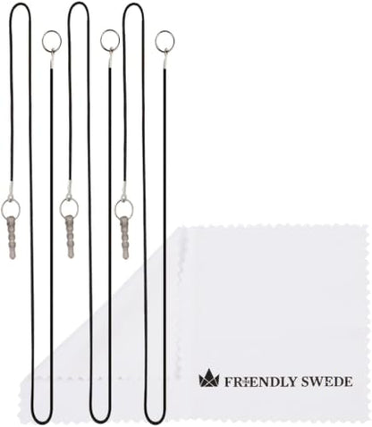 The Friendly Swede Stylus Pen for Touchscreen with Replaceable Thin Tips | 3 Spare Rubber Tips, 3 Elastic Lanyards, Microfiber Cleaning Cloth Included, 3-Pack 7.3" High Precision Stylus Pen, Black - color: Black