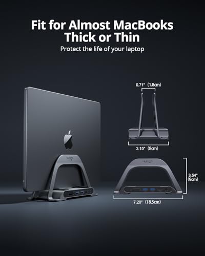 MacBook Pro Docking Station Dual Monitor 4K@60Hz with 100W Power Adapter, USB C Docking Station Vertical Stand for MacBook Pro/Air with 2 HDMI, USB 3.0, SDµSD, Ethernet, Audio