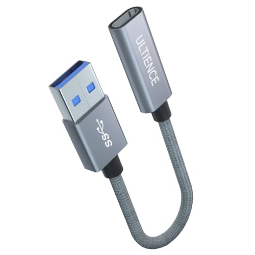 [10Gbps] High-Speed A to C Adapter with USB to USB C Cable, Female – 60W Fast Charging and Data Transfer Compatible with Laptop, PC, Flash Disk, Charger (0.41 ft Grey) - color: Grey 0.41ft (Pack of 1)
