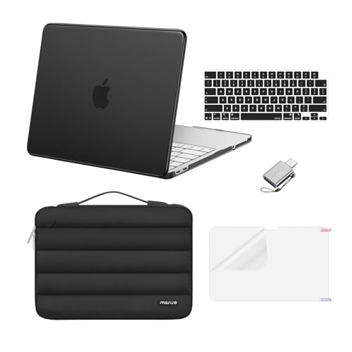 MOSISO Compatible with MacBook Neo Case 13 inch 2026 Release Model A3404 with A18 Pro Chip, Scratch-Resistant Protective Hard Shell&Puffy Sleeve Bag&Keyboard Skin&Screen Film&Type C, Black - color: Black