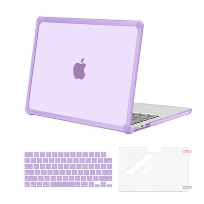 MOSISO Compatible with MacBook Air 13 inch Case M5 2026 M4 M3 M2 2025-2022 | A3449 A3240 A3113 A2681, 3 in 1 Kit Crack-Resistant Heavy Duty Protective Hard Shell Case Cover with TPU Bumper, Purple - color: Purple