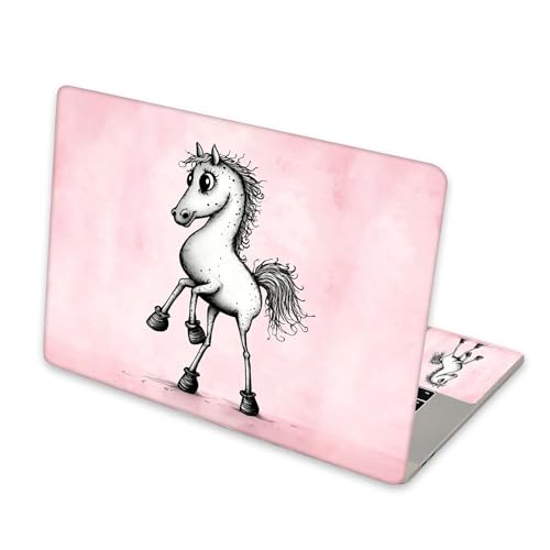 Universal Laptop Skin Sticker for 12/13/14/15.6 Inch Laptops, Reusable Vinyl Laptop Decal Cover, Waterproof Scratch Resistant Notebook Skin with 2 Wrist Pads,Cartoon Horse - color: Cartoon Horse