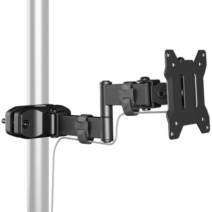 monTEK Universal VESA Steel Pole Mount Full Motion Monitor Arm, Fits 17 to 32 Inch Screens with Removable 75x75/100x100 VESA Plate, Holds Up to 10kg/22lbs, Black Clamp Mount with Cable Management - size: 10.7" Long Arm