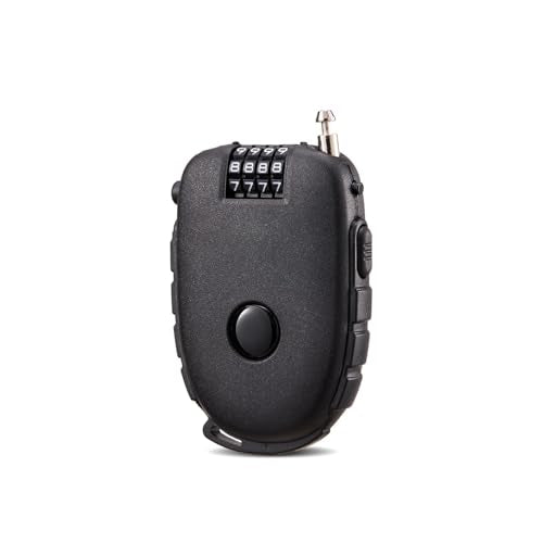 Retractable Cable Lock 27.5 in Cable Compact with Length Control Button Helmet Lock Skateboard Locks for Sports Gear Urban Commuting Scooter Security - color: Black