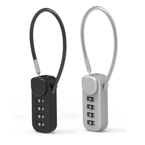 Small Combination Lock for Luggage, Cable Lock with Code, 4 Digit Padlock Combination, for Suitcase, Gym Locker, Backpack Zipper, Cabinet, Mailbox, Outdoor Fence, Helmet Travel Safe - color: Black+Gray