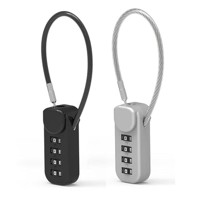 Small Combination Lock for Luggage, Cable Lock with Code, 4 Digit Padlock Combination, for Suitcase, Gym Locker, Backpack Zipper, Cabinet, Mailbox, Outdoor Fence, Helmet Travel Safe - color: Black+Gray