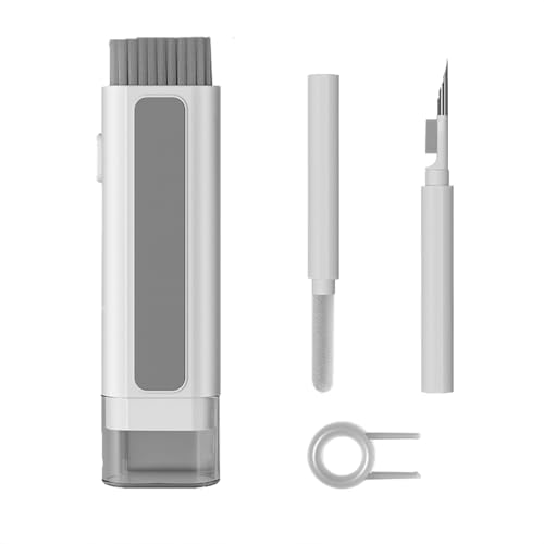 6-in-1 Keyboard Cleaner Kit Laptop Portable Cleaning Pen with Brush, Key Puller Compatible with ipad, iPod, Earbuds, Earphone, Keyboard,Phone, Screen (White) - color: White