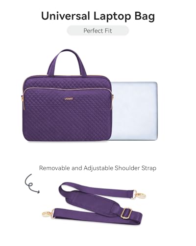 Laptop Case Bag Women Men Computer Sleeve Compatible with MacBook/Dell/HP/Acer/ASUS, Waterproof Shoulder Carrying Briefcase, Purple, 14-14.5 Inch - color: Purple, size: 14 Inch