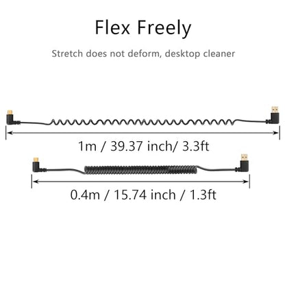 SinLoon 90 Degree USB Type C Spring Cable 5Gbps Retractable USB3.0 to USB C Charging Cable and Data Transfer for Phone, Tablet, Other USB C Devices (Right) - style: Right