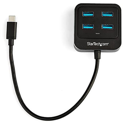 StarTech 4-Port USB-C Hub 10Gbps with 4X USB-A, USB Powered (HB31C4AB) | 15W shared downstream power, Driverless, Top-facing ports, Thunderbolt 3 host compatible, Lightweight