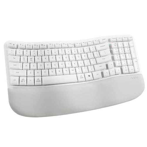Nulea RT08 Wave Keys Wireless Ergonomic Keyboard with Cushioned Palm Rest, 2.4GHz Ergo Cordless USB Computer Keyboard, Comfortable Natural Typing, for Laptop, Mac, Windows (White) - color: White