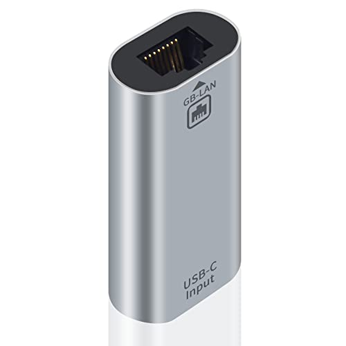 Poyiccot USB C to RJ45 Ethernet Adapter Gigabit, RJ45 Female to USB C Female Adapter, Up to 1000/100/10Mbps Ethernet LAN Network Adapter Compatible for iPad, MacBook Pro, 1Pack