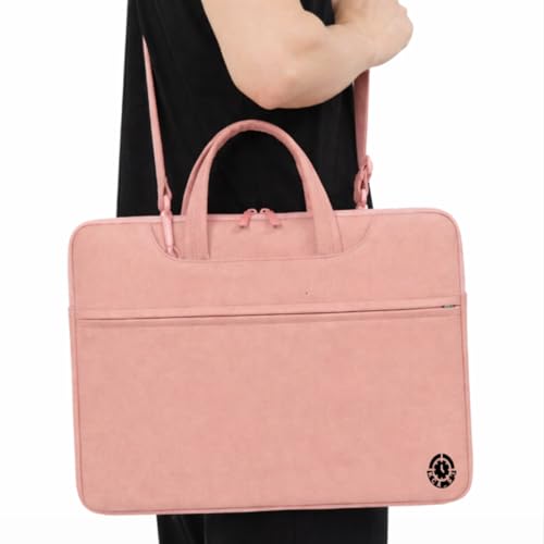 Laptop Sleeve Case with Handle for 13–14 Inch Devices, Shockproof Waterproof Carry Bag for Dell HP Surface Chromebook, Ideal for Work, School, Travel, Commuting, Business Use, Colour Pink - color: Pink, size: Small-Med 13-14 Inches