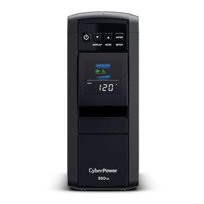CyberPower CP850PFCLCD PFC Sinewave UPS Battery Backup and Surge Protector | 850va/510w Pfc Sine Wave Ups, 10 Outlets, Avr, Color LCD, 12v/9ah Battery, Energy Star - size: 850VA, style: Mini-Tower