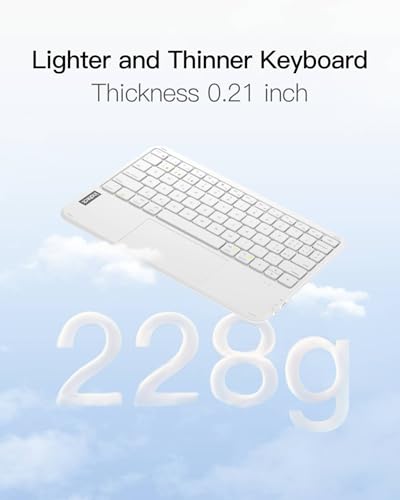 Inateck Bluetooth Keyboard with Touchpad, Ultra Slim and Portable Wireless QWERTY Keyboard, Compatible with Windows and iPad OS, KB01105,White - color: White