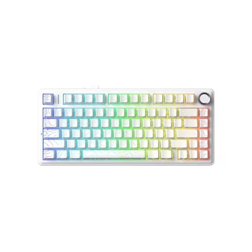 F75HE Mechanical Keyboard Magnetic Switch 75% 80 Keycaps 8K Polling Rate Tri-Mode RGB Hot Swap F75 Wireless Gaming Keyboard(White Contour) - color: White Contour