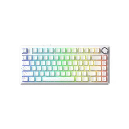 F75HE Mechanical Keyboard Magnetic Switch 75% 80 Keycaps 8K Polling Rate Tri-Mode RGB Hot Swap F75 Wireless Gaming Keyboard(White Contour) - color: White Contour