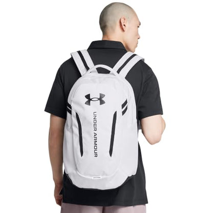 Under Armour Unisex-Adult Hustle 6.0 Backpack, (100) White/White/Black, One Size Fits Most - color: (100) White / White / Black, size: One Size