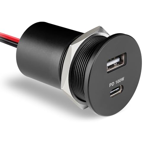Acegoo 118W 12V USB Outlet 100W Type-C Laptop Car Charger,18W QC3.0 USB-A Dual Port Fast Charging Socket, Replacement Car Charger Accessories for RV Camper Trailer Truck Boat Golf (1Pcs) - color: 1Pcs
