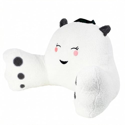 Reading Pillow for Sitting in Bed Couch Teens/Adult, Back Rest Pillow for Sitting Up in Bed with Shredded Memory Foam, Includes Arms and Washable Cover (Pure White, Cloud Velvet) - color: Pure White, size: Cloud Velvet