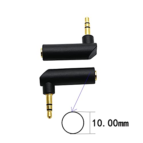 3.5mm Angle Male to Female Audio Adapter, 90 Degree Right Angle Gold-Plated TRS Stereo Jack Plug AUX Connector Compatible with Headset, Tablets, MP3 Players, Speakers(2 Pack)