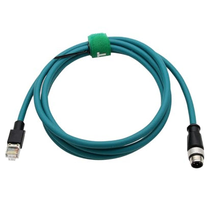 Ethernet CAT5e Cable M12 4 Pin D-Code to RJ45 for Keyence IV2, Datalogic 210N, Sick Omron Vision Sensor Barcode Reader Scanner Profinet Network Switches Control Power 2m - size: 2m