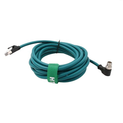 M12 GigE Ethernet Network Cable CAT7e for Cognex Baumer Sensor Barcode Reader Camera Network PC Switch, Right Angle 90-Degree 8 Pin X-Coded to RJ45 50M - size: 50 meter