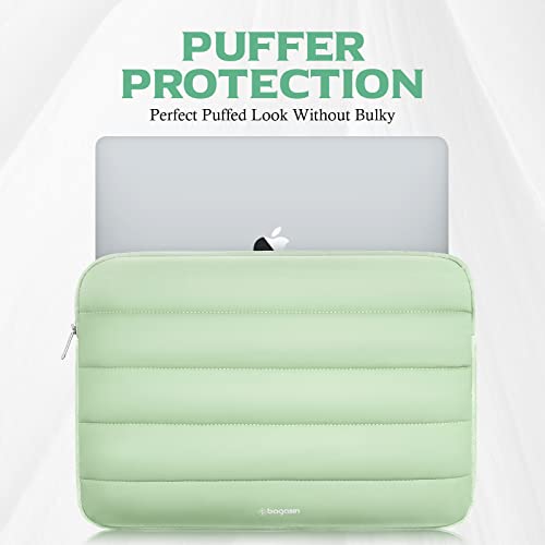 Bagasin 14-15.3 Inch Puffy Laptop Sleeve Case for MacBook Air 15.3 | Compatible with MacBook Air 15.3, MacBook Pro A1990 A1707, Dell XPS 15 Plus - color: Green, size: 14