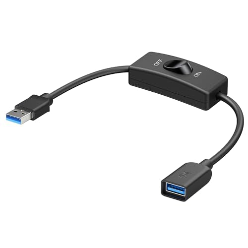 Cable Matters 5Gbps USB 3.0 Extension Cable with On Off Switch, 1ft | Supports Data and Power, USB 3.0 On/Off Switch - size: 1 Foot