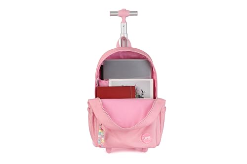 Rolling travel Laptop Backpack for school Teens Girls (STAR HEART PINK) - color: Star Heart Pink