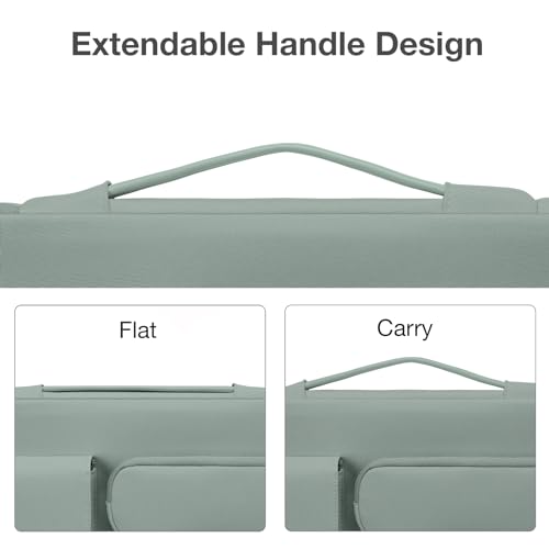 MOSISO 360 Protective Laptop Case 13.3 inch, 13-13.3 inch Laptop Sleeve | Compatible with MacBook Air/Pro 13 / Pro 14, HP Dell ASUS Lenovo,Side Open Bag with 2 Raised&1 Flapover Pockets,Antique Green - color: Antique Green, size: 13.3 inch