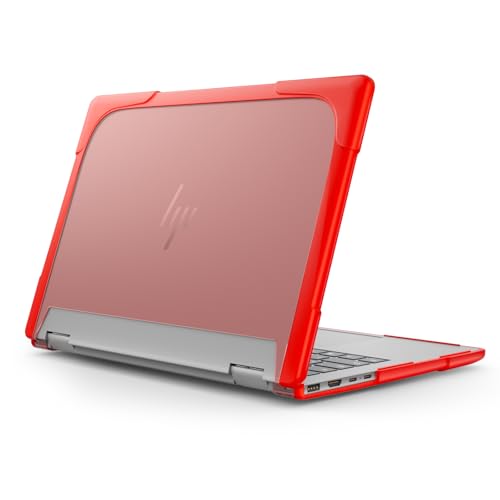Batianda Protective Case for HP Envy x360 2-in-1 14 Inch 2024, Red | Shockproof TPU Bumper with Matte Durable Hard Shell and 360° Flip Support, Fits 14-fc0000 and 14-fa0000 Series - color: Red