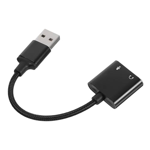 USB Audio Splitter and Headset Audio Adapter for PC and Laptop, External Sound Card Converter with Microphone Input, Black USB to Headphone Jack for Gaming and Communication