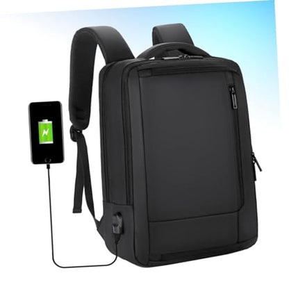 Alipis Business Laptop Backpack for Men, Large Capacity USB Charging Bag, Waterproof Black Travel and Work Laptop Bag