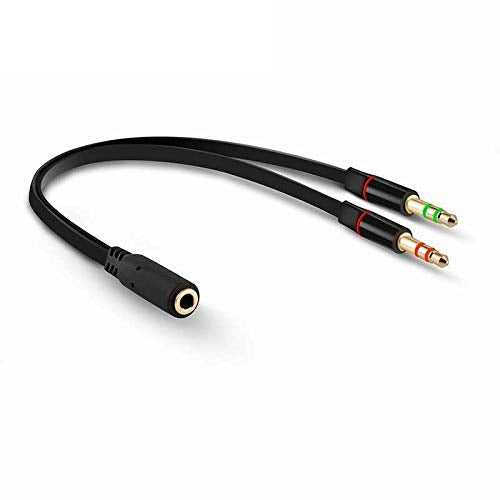 3.5mm Jack Headphone Splitter CTIA Headphone Adapter Mic and Audio Cable with Separate Microphone and Headphone Connector for Gaming Headset to PC - 8inch/20CM Black c