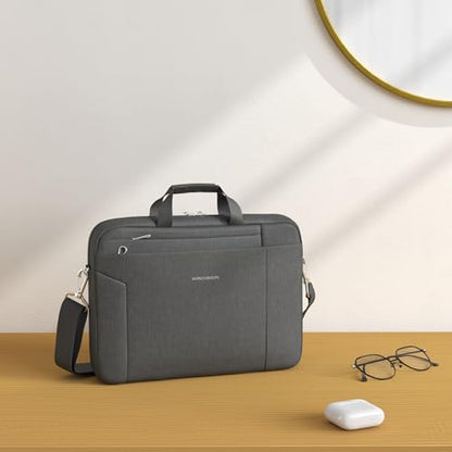 KROSER Laptop Bag 15.6 Inch Briefcase Shoulder Bag Water Repellent Laptop Bag Bussiness Carrying Handbag | Built-in luggage strap & TSA friendly, multi compartments, suitable for business, office, travel, men and women - color: Black