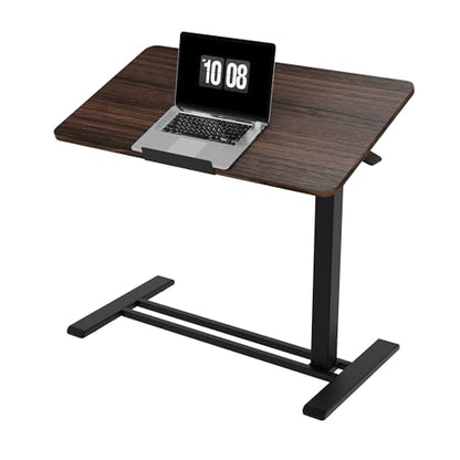 FLEXISPOT H7 PRO 90° Tiltable Mobile Overbed Table with Pneumatic Lift,32'' | Foldable bedside table with adjustable desktop for laptop, Rolling Computer Cart and bed sofa.31.5" W x 17.7" D,Rustic Brown - color: Rustic Brown, size: 32x18