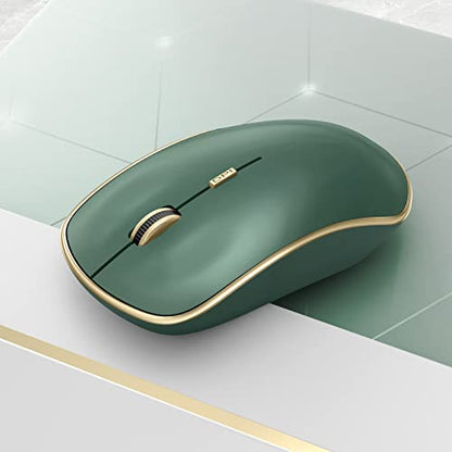 JOYACCESS 2.4G Slim Wireless Silent Mouse, Portable Wireless Computer Mouse with 5 Adjustable DPI Levels, USB Mice for Desktop, Notebook, MacBook, Chromebook, PC (Green) - color: Green