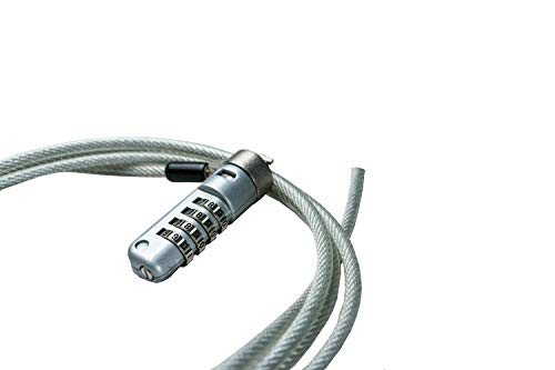 Combination Lock Cable – CTA Secure Combination Lock with 3M Adhesive Plate for Laptops, Tablets, & Other Devices with Security Kensington Slots (LT-SCC) - Silver